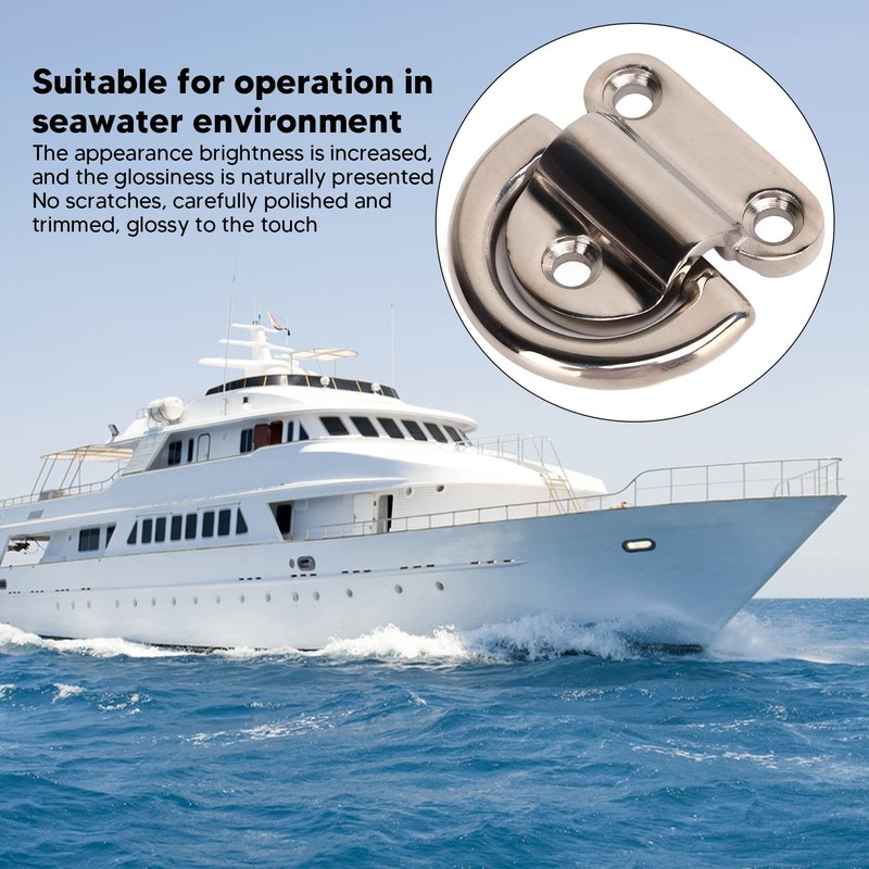 4 Sets Boat D Tie Down, Stainless Steel Folding Pad