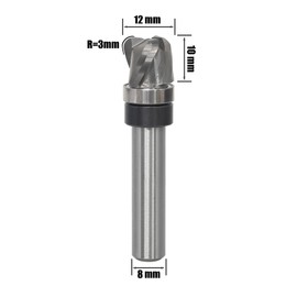 AKYLIN Chamfer Cutter 8 mm Shank Bowl and Tray Template Cutter 12 mm Cutting Diameter Radius (R) 3 mm Carbide Round Cutter Router Bit for Woodworking Tool