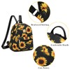 Sunflower Mini Backpack Purse Black, Adorable Lightweight Flower Floral Girls
