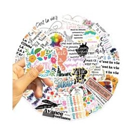 French Inspirational Stickers 50 Pcs Waterproof Motivational Quotes Sticker for Water Bottle Skateboard Luggage Laptop Bumper Computer Scrapbook Car,Vinyl Funny Positive Decals for Students Teachers