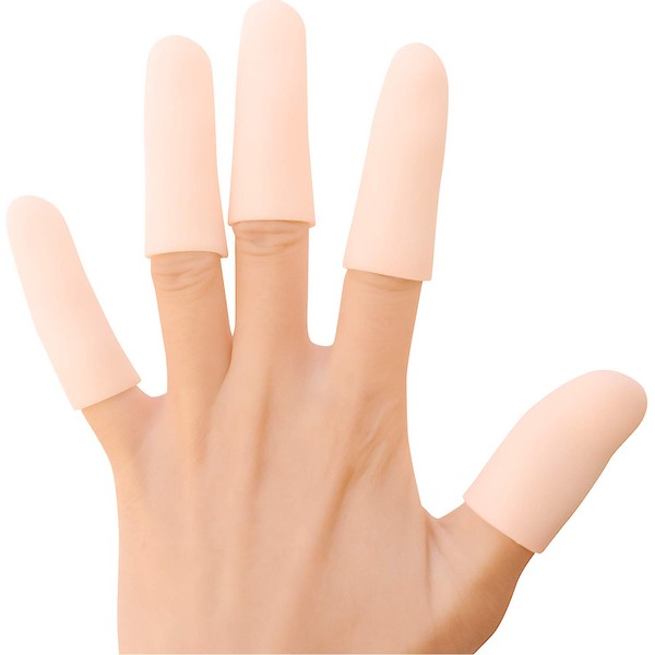JKcare 12 Pack Gel Finger Caps, Silicone Finger Protectors Sleeves - Covers to Protect Fingertips and Provide Pain Relief from Finger Cracking, Hand Eczema (Finger Cots)