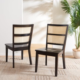 SAFAVIEH Home Collection Toril Coastal Black/Natural Dining Chair Set of 2