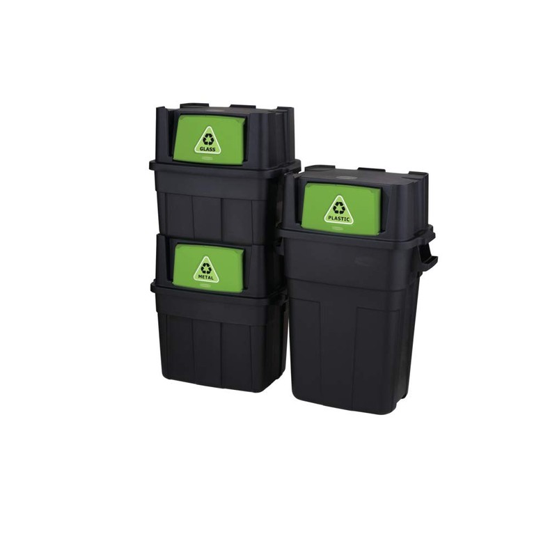Rubbermaid Recycling Bin with Swing Lid, 14-Gallon, Black Stackable Lid