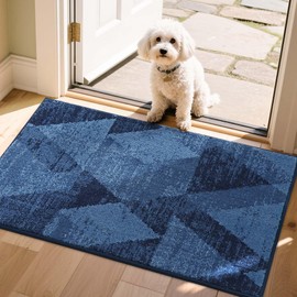 COSY HOMEER Entryway Rugs Doormat 24"x36", Non-Slip Absorbent Polyester, Washable Rugs for Front Door, Muddy Paws & High Traffic Areas, Blue