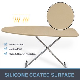 VividPaw Ironing Board Cover and Pad, Standard Size 15x54, Thick Padding, Elastic Edge, Silicone Coated, Adjustable Fastener, Heavy Duty Padded Iron Board Covers (Sandy Beige, 15" x 54")