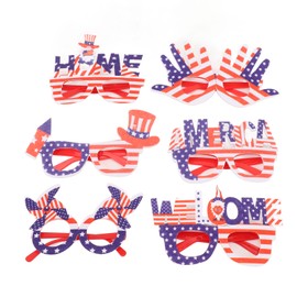 6PCS 4th of July Glasses Patriotic Decorations Accessories American Flag Sunglasses Independence Day Party Favors Red White Blue