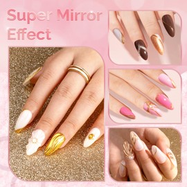 MelodySusie 16Pcs Chrome Nail Powder for Gel Nails,Metallic Mirror Effect Pigment Stylish and Technological Fine Glitter for Home DIY Salon Use