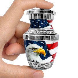 American Eagle Urn for Ashes Adult Male – Small Keepsake Patriotic Cremation Urns for Human Ashes Adult Man & Women – Memorial Funeral Urn for Home Display, or Burial