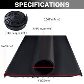 NATGAI 16FT Garage Door Seal Bottom Rubber, EPDM Weatherproof Strip, Universal U+O Ring Threshold Buffering Sealing Rubber, Protect Garage from Weather, Insects, and Dust (1/4 Inch T-End, 16FT Long)