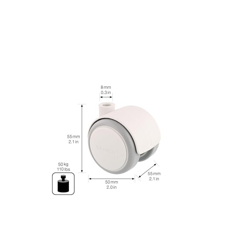 Wagner Design 01670501 Soft Furniture Castor Diameter 50 mm Height