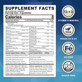 Multivitamin for Women 50+ & Men, Sugar Free Methylated Multivitamin Gummies with Glucosamine Chondroitin MSM for Senior, Chewable Multi Vitamin D3 K2 & A C E, B Complex, Algae Calcium Magnesium