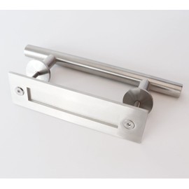 Sliding Barn Door Handle and Flush Pull Set-Brushed Nickel Wood Door Gate Pulls Hardware Stainless Steel 1Pack