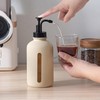 Enra Glass Soap Dispenser with Window,17oz Beige Hand Soap Dispenser