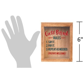 The Bridge Collection Cuss Wooden Coin Bank - Swear Jar Coin Collector for College Fund - Humorous Art for Home Decor