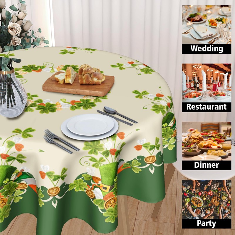 Granbey St. Patrick's Day Tablecloth Round - Spring Shamrock Table