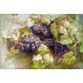 Vine Fruits Pattern Grapes by Giovanni Segantini Tile Mural Kitchen Bathroom Wall Backsplash Behind Stove Range Sink Splashback 3x2 4.25" Ceramic, Matte