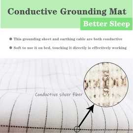 Conductive Earthing Sheet 39x80in with 15ft Grounding Connection Cable Grounding Sheet with Pure Silver Thread