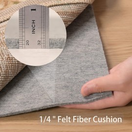 QJHOMO Non Slip Rug Pad 3x5 Feet Carpet Padding, Under Rug Padding Cushioned for Hardwood Floors, Thick Felt Cushion Carpet Pads for Area Rugs Non Skid Backing Runner Rug Mat