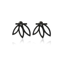 lotus stud yoga stud earrings For Womem (black)