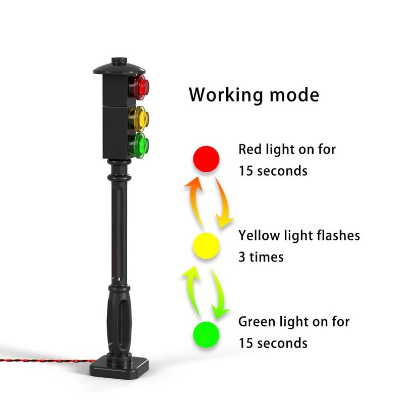 TEDDOO Brick Traffic Light Set of 2 Automatic Flashing Building