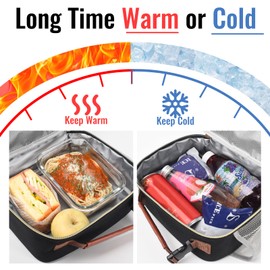 Genteen 2 paquetes de loncheras para hombres, mujeres, adultos y niños, lonchera aislada reutilizable, cierre de cierre y asa de hebilla, enfriador portátil para trabajo, escuela, viajes (negro +