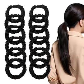 12-Piece Set Scrunchies For Women, High Elasticity Black Scrunchie With No Damage Hair Ties, Stylish Hair Accessories For Office, Travel, Sports