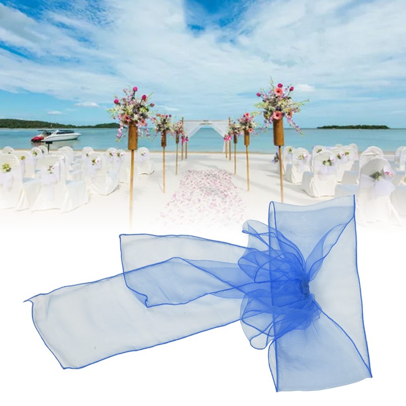 10Pcs Organza Banquet Chair Sash Exquisite Chair Bows Sashes for