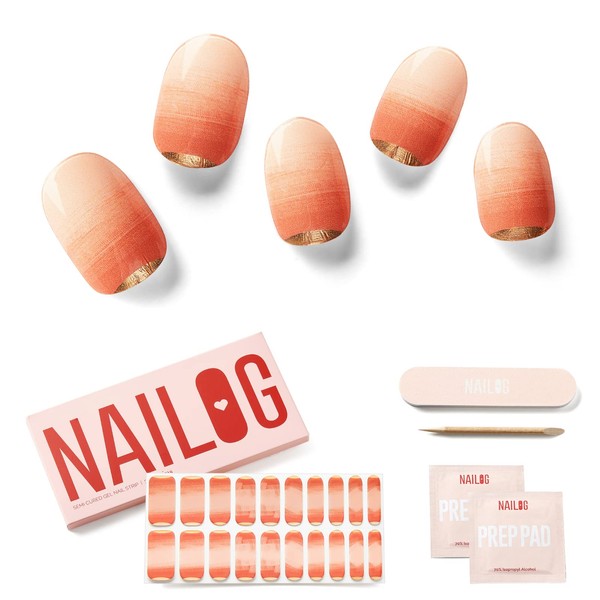 NAILOG Semi Cured Gel Nail Strips (20 Extra Long Stickers/Wraps) | Buy 2 Get 1 UV Lamp | Glossy & Long Lasting Soft Gel Finishing | Impasto