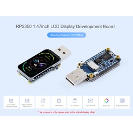 RP2350 1.47inch LCD Display Development Board Based on Raspberry Pi RP2350 Microcontroller, with Onboard 1.47inch LCD 172×320 Pixels 262K Color Display, Colorful RGB LED, etc., Type-A USB Port