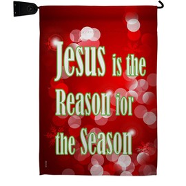 Breeze Decor Jesus is The Reason Garden Flag Set Mailbox Hanger Winter Nativity Three King Religious Holy Family Season Wintertime Christian House Banner Small Yard Gift Double-Sided, Made in USA