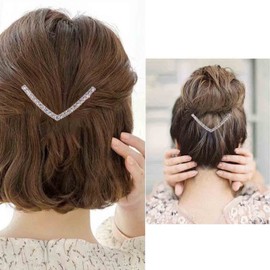 Allereya Crystal V-Shape Hair Pins, Hair Clip, Rhinestone Triangle Hair Clips, Hair Clip, Gold CZ Geometric Hairpiece, Crystal V Hair Clips, Bridal Hair Accessories for Women and Girls