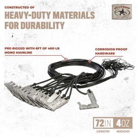 Rig'Em Right Waterfowl Pre-Rigged Duck Hunting J-Weights on 72 Inch Monofilament Mainline with Crimps, Bungee Cord and Decoy Rigging Swivels (4-oz Weights)
