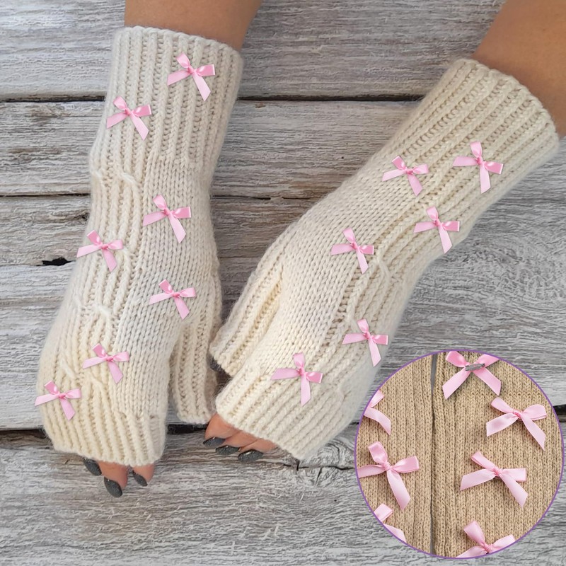 Incinkod 20 Pcs Pink Bow Safety Pins Charms, Cute Pink