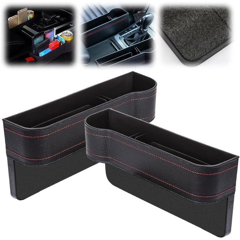 Car Seat Gap Organizer with Cup Holder – Black Leather