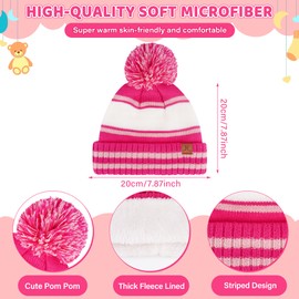 Kids Toddler Winter Hat Gloves Infinity Scarf Set Warm Beanie Hats Neck Warmer with Fleece for Boys Girls Age 2-7 Baby Gifts