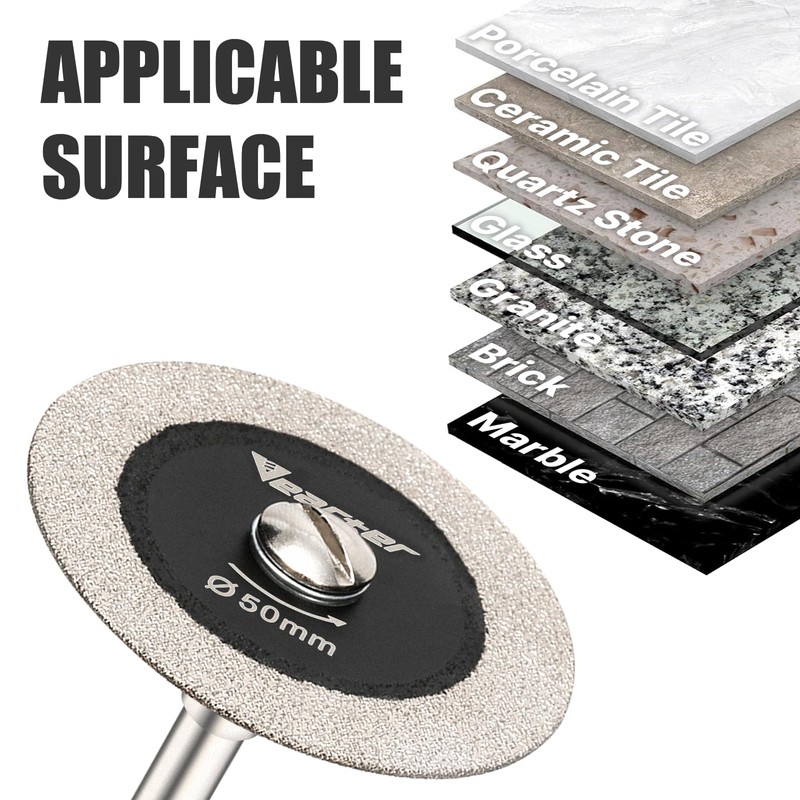 Vearter Glass Cutting Disc 5PCS, 2'' Double-Sided Diamond Cutting Wheel