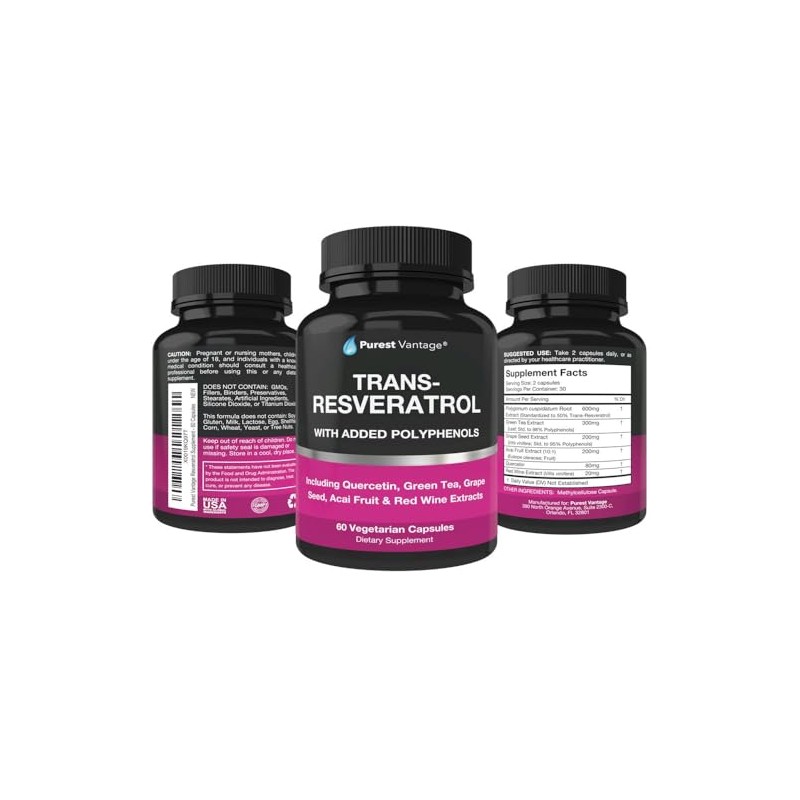 Trans-Resveratrol con polifenoles añadidos 60 cápsulas vegetarianas