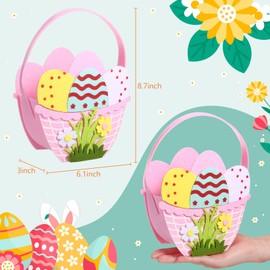 LIHAO 4 Packs Bunny Easter Basket Set, Gift Easter Basket for Teens Boys Girls Kids Easter Eggs Hunt, Easter Decorations for Table Home