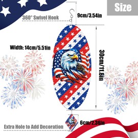 Leafcraft Silver American Flag Eagle Patriotic Helix Metal Wind Spinners for Yard and Garden,12 Inch 3D Stainless Steel Hanging Kinetic Yard Art Wind Sculpture Independence Day Decor