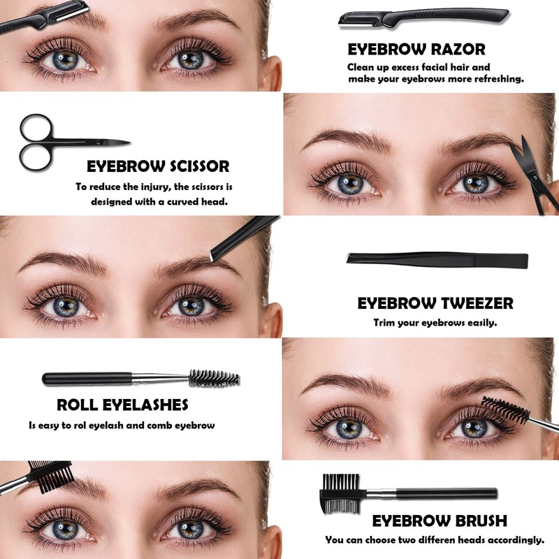 Eyebrow Razor Kit, 9 in 1 Professional Eyebrow Grooming Set