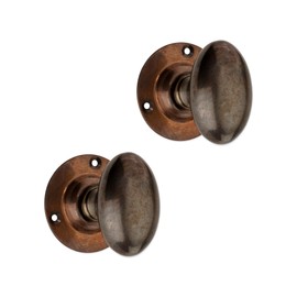 Infinity Decor Victorian Oval Mortice Door knob with Escutcheons/Privacy - Antique Brass (Door knob Only)