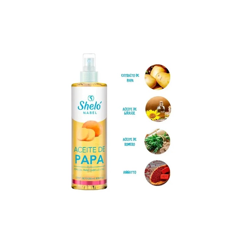 Aceite de papa 265 ml, aclara axilas y repara cabello