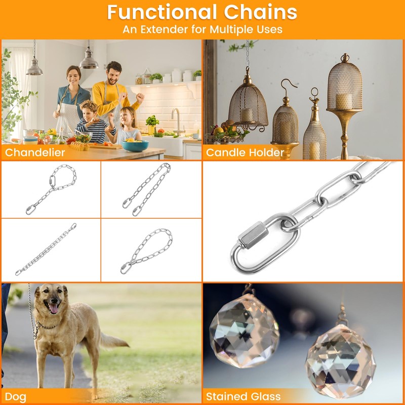 6 Feet Chain for Chandelier Silver, 120 Pounds Pendant Light