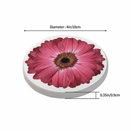oFloral Purplish Red Flowers Coasters for Drinks Daisy Gerbera Bloom Vigorously Cups Place Mats for Home Decor Set of 2, 4 Inch