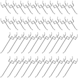 40 Pieces Hook Pegboard Tool, Single Steel Hooks, Perforated Wall Hooks, Tool Wall, for Supermarket Shelves, Displays and Wall Decoration Tools (Silver)