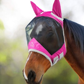 Harrison Howard CareMaster Pro Luminous Fine Mesh UV-proof Fleece Padding Fly Mask Half Face Flamingo (L; Full Size)
