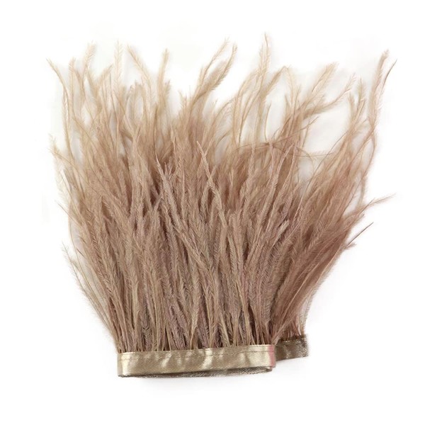 2 Yards 10-15cm Fluffy and Soft Ostrich Feather Fringe Trim for DIY Sewing Crafts (Brown #016)