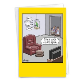 NobleWorks Father's Day Paper Card with 5 x 7 Inch Envelope (1 Card) Dad Sports Parrot C2660FDG