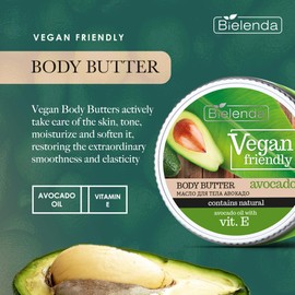 Bielenda Vegan Friendly - Actively Take Care Of The Skin, Tone, Moisturize And Soften It, Restoring The Extraordinary Smoothness And Elasticity - Vegan Friendly Avocado Body Butter - 250 ml