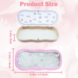 Timisea 6 Pcs Glasses Case Hard Shell Clear Eyeglass Case for Women,Pink Bow Clear Eyeglass Case,Cute Durable Plastic Glasses Holder with Magnetic Closure